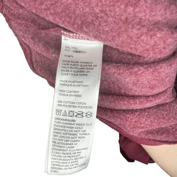 Eddie Bauer 1/4 Zip Camp Fleece Pullover Maroon Sweater Women’s Size 2XL Outdoor - Picture 6 of 7